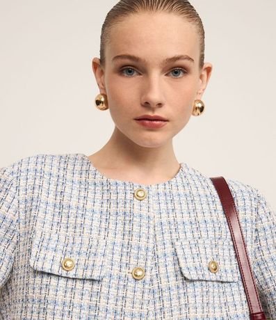 Chaqueta en Tweed de Cuadros con Solapas con Botones 5