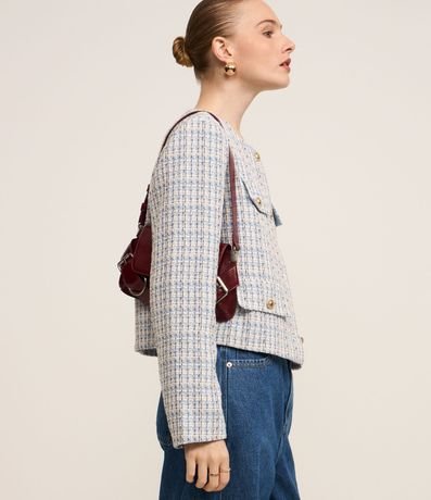Chaqueta en Tweed de Cuadros con Solapas con Botones 8