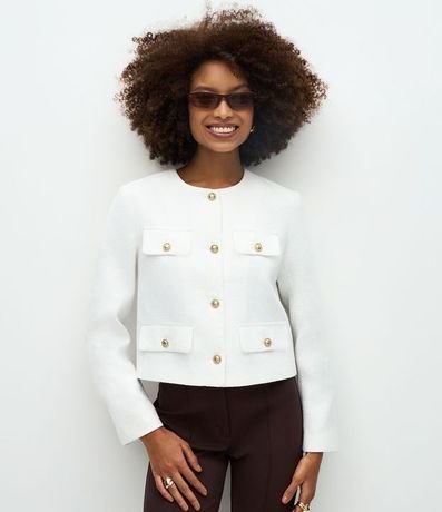 Chaqueta Tweed con Botones Metalizados y Solapas 1