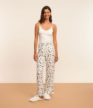 Pantalón de Pijama en Tejido Toque Suave con Estampa Stitch