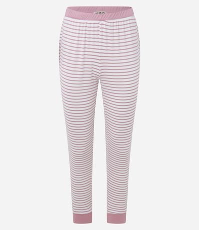 Pijama Largo en Punto con Botones y Estampa Rayada 8