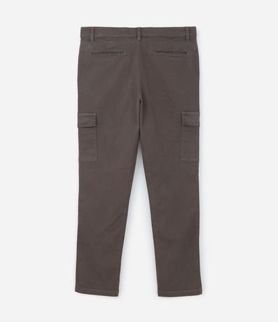 Pantalón en Sarga y Bolsillos Cargo con Solapa 2