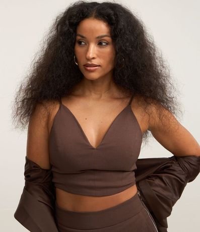 Blusa Cropped Corset en Bengalina con Escote V 3