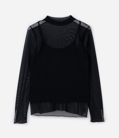 Blusa Sobrepuesta en Tule con Cuello Redondo Curve & Plus Size 5