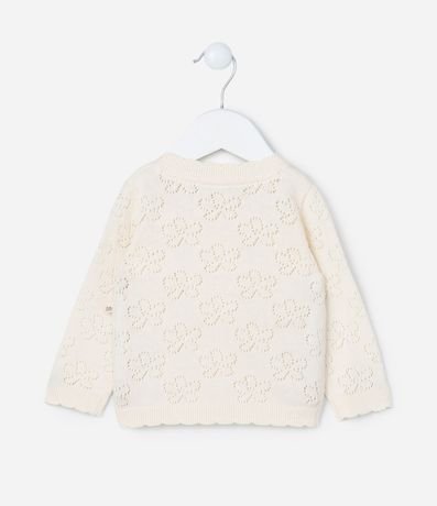 Cardigan Infantil con Efecto Punto de Flores Punto Abierto - Talle RN a 18 Meses 3