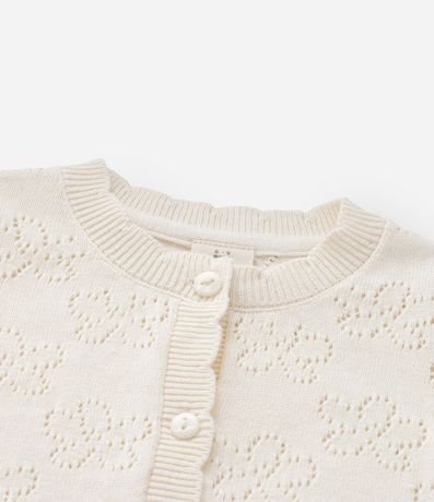 Cardigan Infantil con Efecto Punto de Flores Punto Abierto - Talle RN a 18 Meses 5