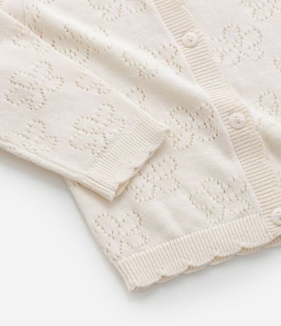 Cardigan Infantil con Efecto Punto de Flores Punto Abierto - Talle RN a 18 Meses 7