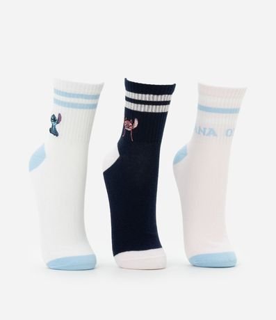 Kit 03 Medias Cano Mediano en Algodón con Bordado Stitch y Angel 4