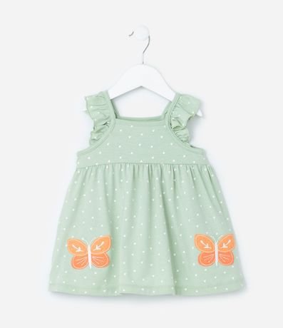Vestido Infantil con Volados y Bordado Mariposa  - Talle 0 a 18 meses 2