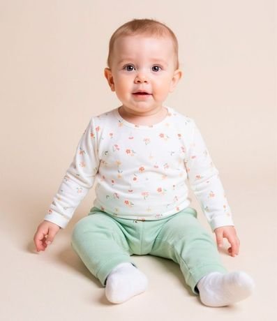 Conjunto Infantil en Suedine con Bordado Flor - Talle RN a 18 meses 1