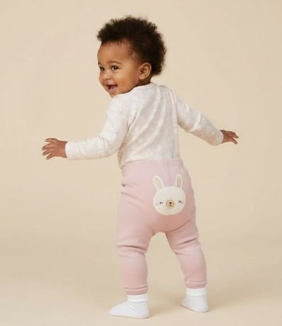 Conjunto Suedine Infantil con Bordado Coneja - Talla RN a 18 meses