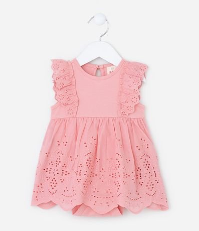 Vestido Body Infantil con Volado Broderie - Talle 0 a 18 meses 3