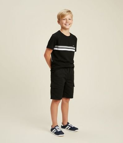 Remera Infantil con Rayas y Etiqueta - Talle 05 a 14 años