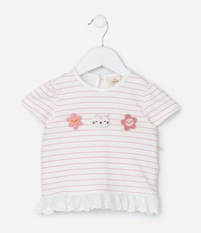 Conjunto Infantil con Estampa de Rayas y Flores - Talle 0 a 18 Meses 5