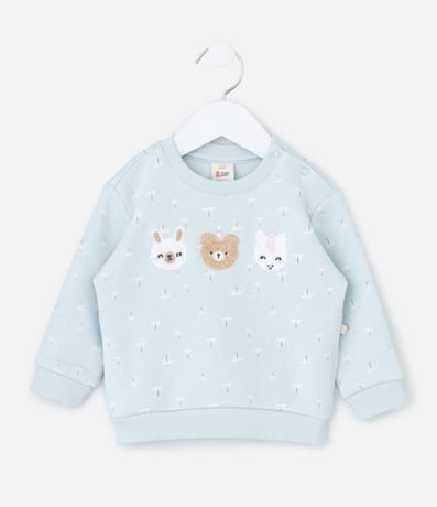 Saco Cerrado Infantil en Algodón con Bordado de animalitos  - Talle 0 a 18 Meses