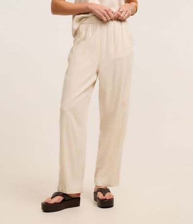 Pantalón Recto en Sarga con Cintura Elástica 3