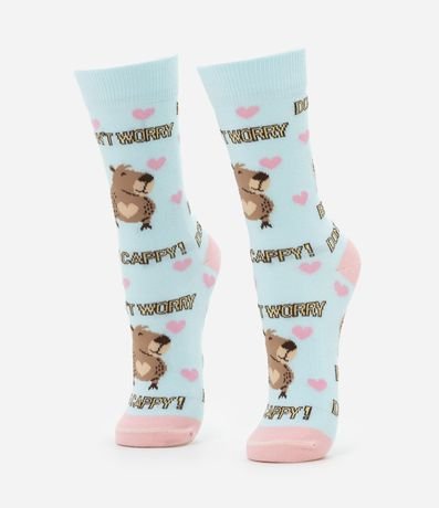 Media Caña Larga en Algodón con Estampa Carpincho