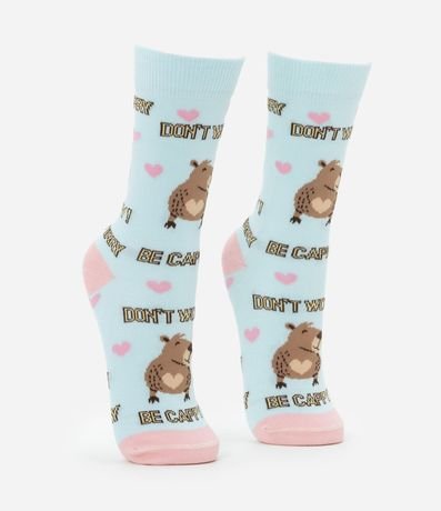 Media Caña Larga en Algodón con Estampa Carpincho 2