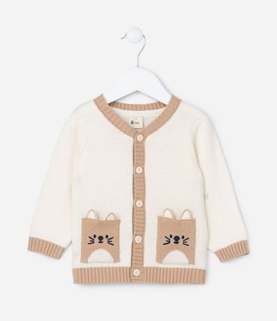 Cardigan Infantil con Bolsillos Carita de Animalitos - Talle 0 a 18 meses 1