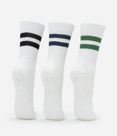 Kit 03 Medias Caña larga en Algodón Canelado y Listrado 3