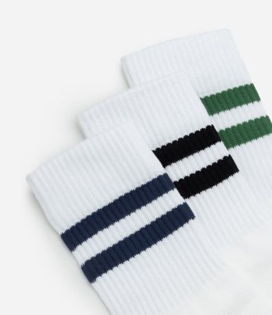 Kit 03 Medias Caña larga en Algodón Canelado y Listrado 4