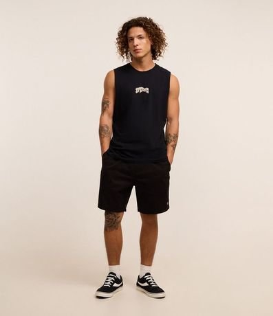 Bermuda en Sarga Lavada con Lazo en la Cintura 1