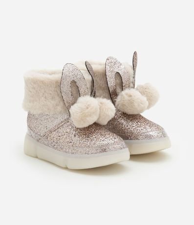 Bota Infantil con Brillos y Orejitas de Conejos - Talle 20 a 27