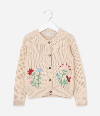 Suéter Infantil en Punto con Bordado Flores - Talle 1 a 6 años 1