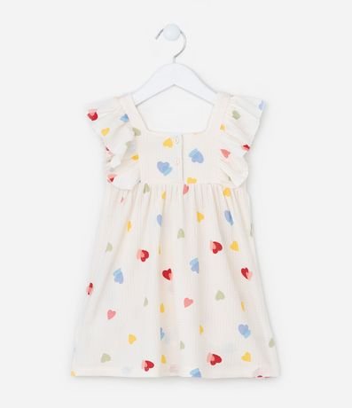 Vestido Infantil Texturizado con Estampa Corazones - Talle 1  a 6 años 2