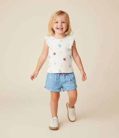 Musculosa Infantil en Rib con Volados Broderie - Talle 1 a 6 años