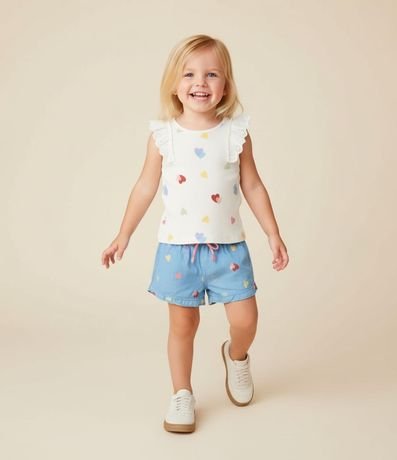 Musculosa Infantil en Rib con Volados Broderie - Talle 1 a 6 años 2