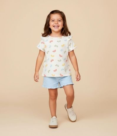 Blusa Infantil con Volado y Estampa Mariposas - Talle 1 a 6 años