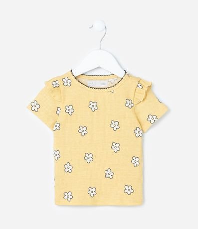 Blusa Infantil con Volado y Estampa Flores - Talle 1 a 6 años