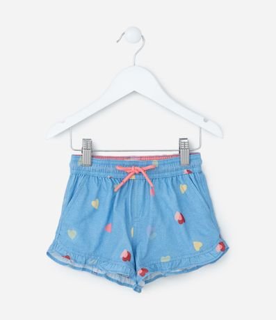 Short Infantil con Volados y Estampa Corazones - Talle 1 a 6 años 2