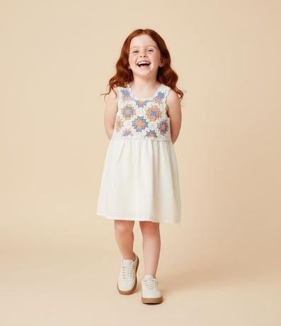 Vestido Infantil con Busto de Efecto Ganchillo - Talle 1 a 6 años