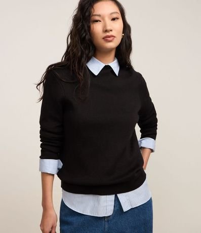 Blusa de Punto con Cuello Alto