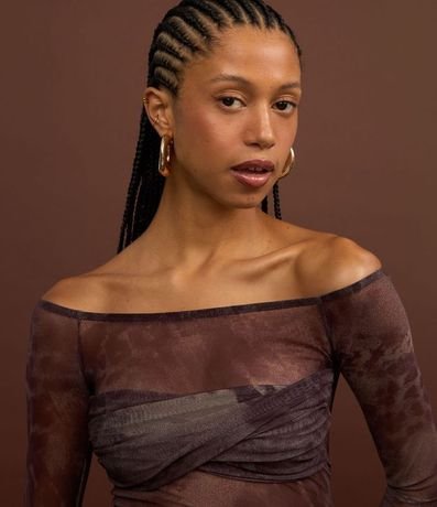 Blusa en Tul Animal Print y Detalle Torcido 4