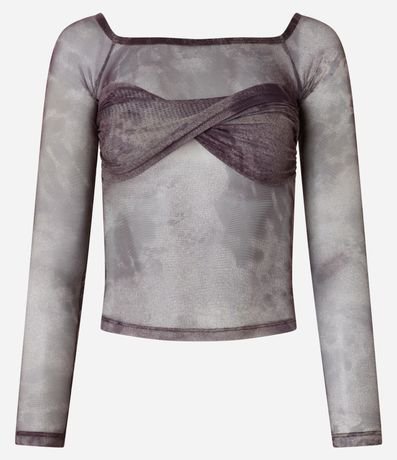 Blusa en Tul Animal Print y Detalle Torcido 5