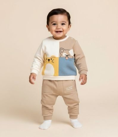 Conjunto Infantil con Recortes y Cara de Animalitos - Talle 0 a 18 meses