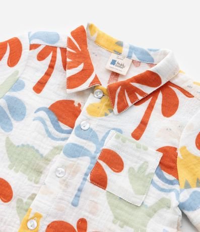 Conjunto Infantil en Tricolina Estampado de Dinosaurio y Palmera - Talle 0 a 18 meses 10