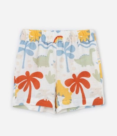 Conjunto Infantil en Tricolina Estampado de Dinosaurio y Palmera - Talle 0 a 18 meses 7