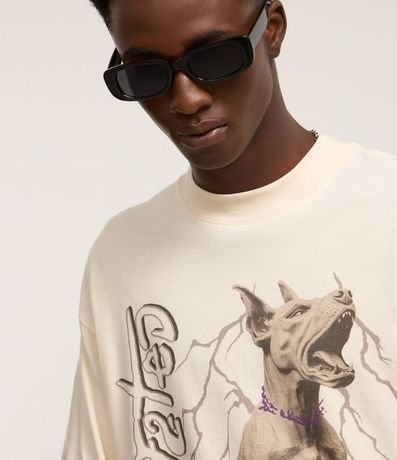 Remera Boxy en Algodón con Estampa de Gárgula de Perro 4