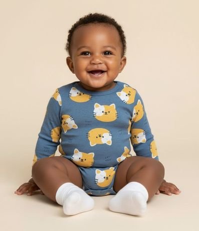 Body Infantil con Estampa Cara de Gatito - Talle RN a 18 meses 1
