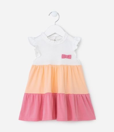 Vestido Marias Infantil con Moña Aplicado - Talle 0 a 18 meses