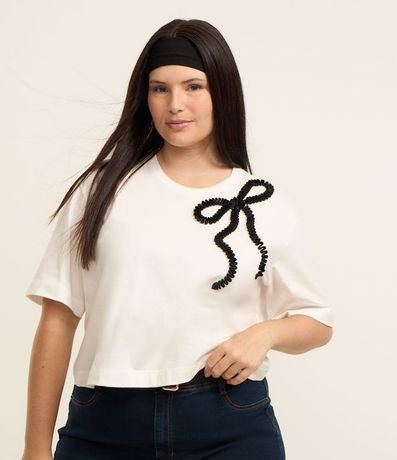 Remera en Algodón con Aplicación de Lazo Curve & Plus Size