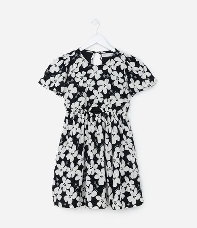 Vestido Infantil con Recorte y Estampa Floral - Talle 5 a 14 años