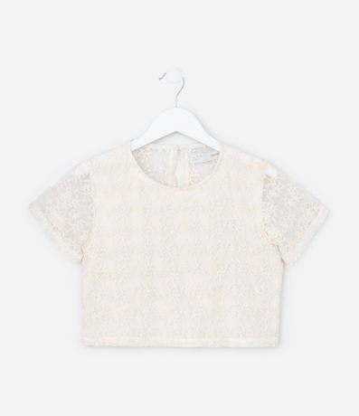 Blusa Cropped Infantil en Tule Bordado - Talle 5 a 14 años