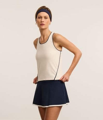 Musculosa Deportiva en Microfibra con Cuello Halter y Vieses Contrastantes 1