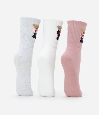 Kit 03 Medias en Algodón con Estampa de Ositos 3