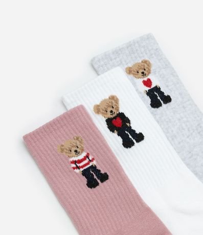 Kit 03 Medias en Algodón con Estampa de Ositos 4